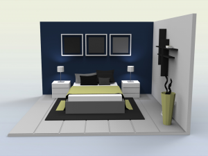 low poly interiors - bedroom 3D Model