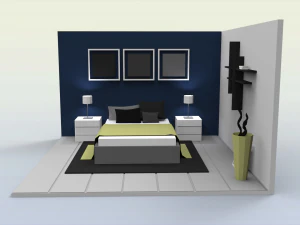low poly interiors - bedroom 3D Model