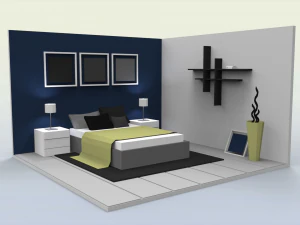 low poly interiors - bedroom 3D Model
