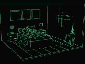 low poly interiors - bedroom 3D Model