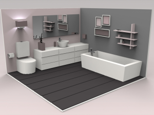 low poly interiors - bathroom Model 3D