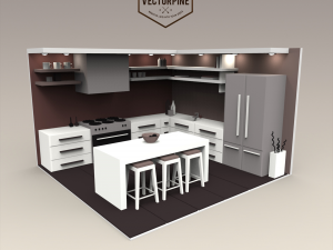 low poly interiors - kitchen 3D Model