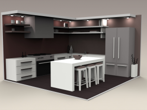 low poly interiors - kitchen Modelo 3D