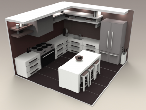 low poly interiors - kitchen Modelo 3D