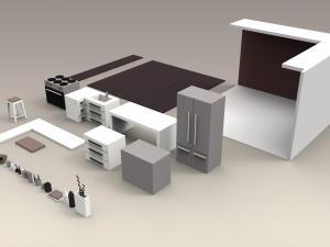 low poly interiors - kitchen Modelo 3D