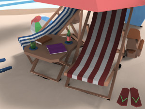 low poly exteriors - beach seaside pack 3D Model
