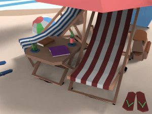 low poly exteriors - beach seaside pack 3D Model