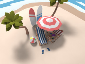 low poly exteriors - beach seaside pack 3D Model