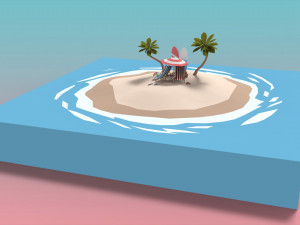 low poly exteriors - beach seaside pack 3D Model