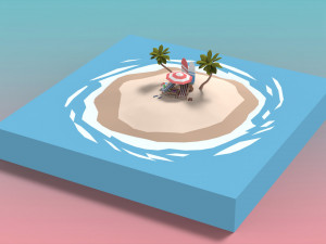 low poly exteriors - beach seaside pack 3D Model