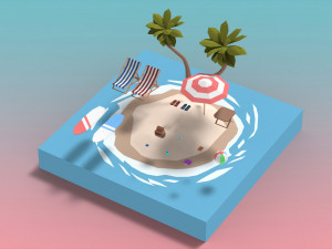low poly exteriors - beach seaside pack 3D Model
