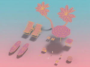 low poly exteriors - beach seaside pack 3D Model
