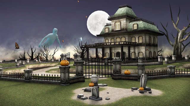 haunted house cemetery Modèle 3D .c4d .max .obj .3ds .fbx .stl .blend 