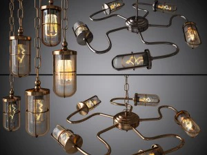 シャンデリアとペンダント ブレック・バー・ミュラン 3Dモデル