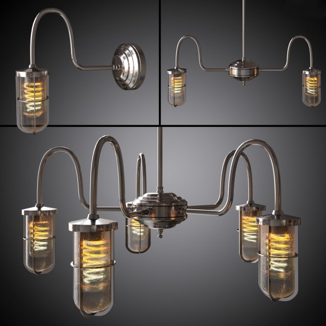 chandelier and wall lamp dune bar mullan 3D Model .c4d .max .obj .3ds .fbx .stl .blend 