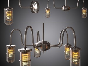 chandelier and wall lamp dune bar mullan 3D Model