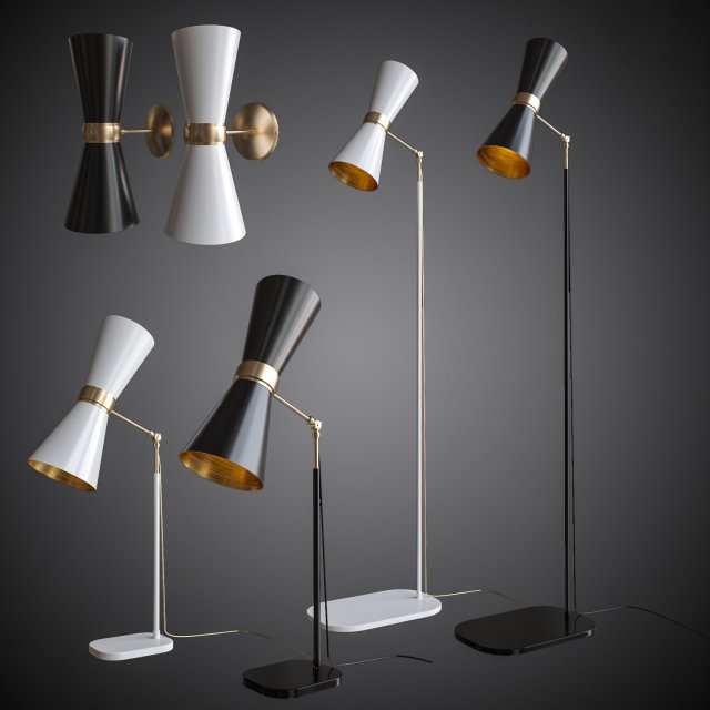 set of table lamps wall lamps floor lamps cairo 3D in