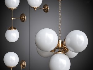 set of chandelier and wall lamps mullan 3D Model