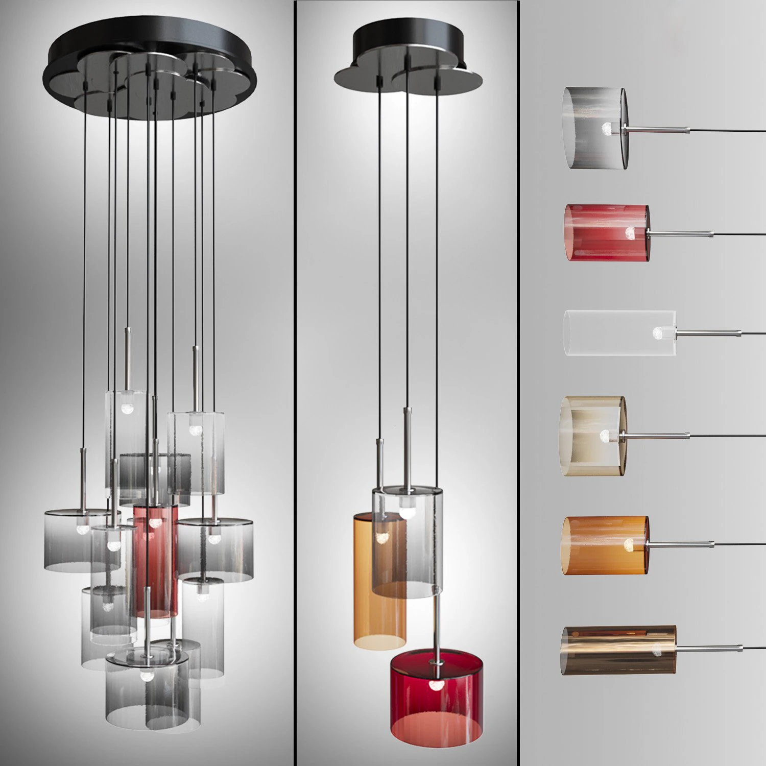 set of pendants axolight spillray 3D Model .c4d .max .obj .3ds .fbx .stl .blend