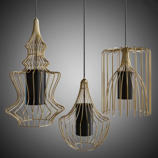 pendants cage doree roche bobois 3D Model .c4d .max .obj .3ds .fbx .stl .blend 