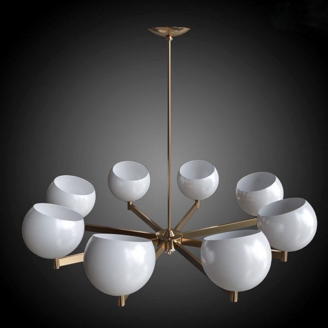 chandelier brass and glass globe 3D 模型 .c4d .max .obj .3ds .fbx .stl .blend 