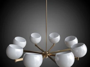 lustre de latão e globo de vidro Modelo 3D