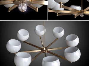 chandelier brass and glass globe 3D 模型