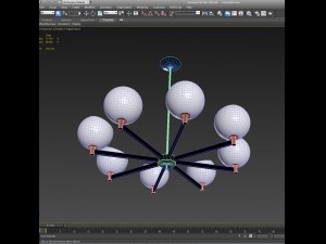 chandelier brass and glass globe 3D 模型