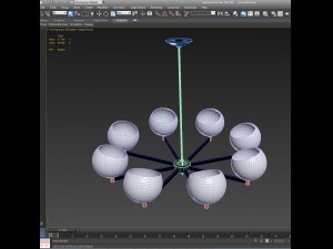 chandelier brass and glass globe 3D 模型