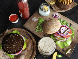 burgers with potatoes and beer 3D Model
