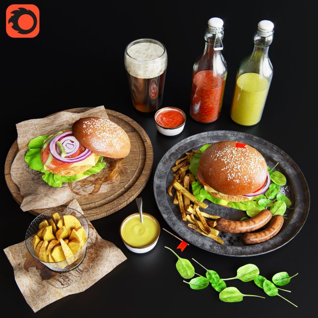 burgers 3D Model .c4d .max .obj .3ds .fbx .stl .blend 