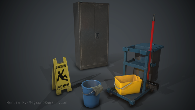 pbr janitor asset pack 1 3D मॉडल .c4d .max .obj .3ds .fbx .stl .blend