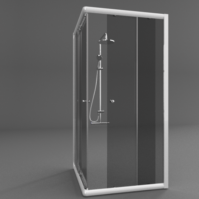 shower mixer and cabin Modelo 3D .c4d .max .obj .3ds .fbx .stl .blend 