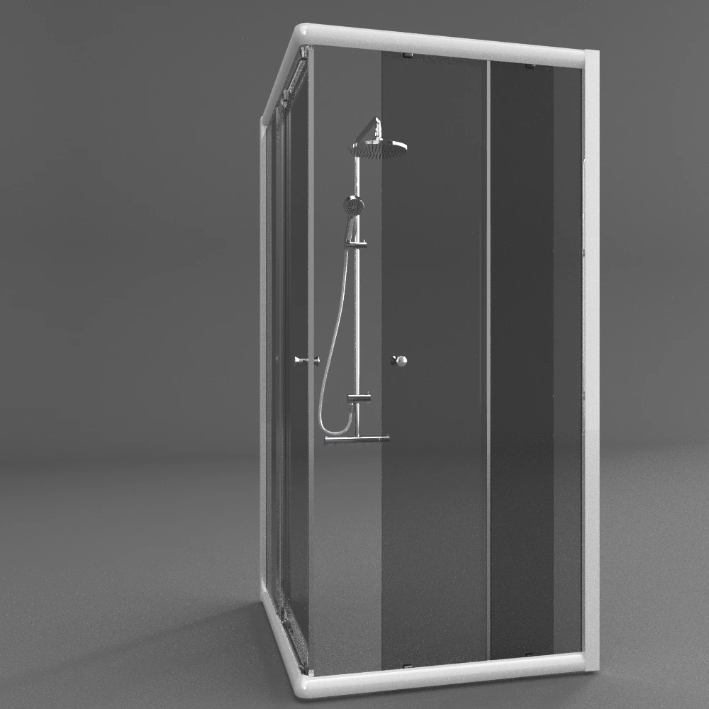shower mixer and cabin 3D Model .c4d .max .obj .3ds .fbx .stl .blend 