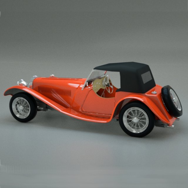 retro car jaguar ss 100 3D मॉडल .c4d .max .obj .3ds .fbx .stl .blend 