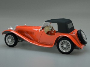 retro car jaguar ss 100 3D Model