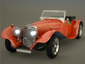 retro car jaguar ss 100 3D मॉडल