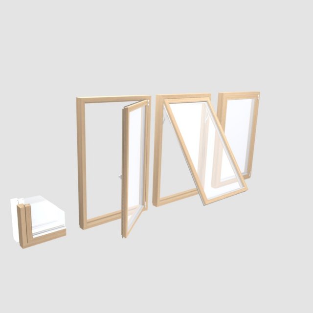wood frame windows 3D मॉडल .c4d .max .obj .3ds .fbx .stl .blend 