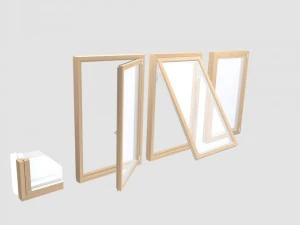 लकड़ी के फ्रेम वाली खिड़कियाँ 3D मॉडल