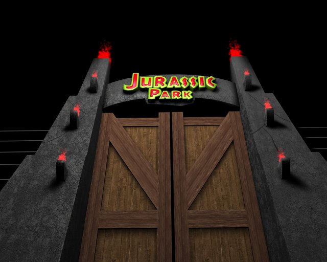 jurassic park - gate 3D Model .c4d .max .obj .3ds .fbx .stl .blend 