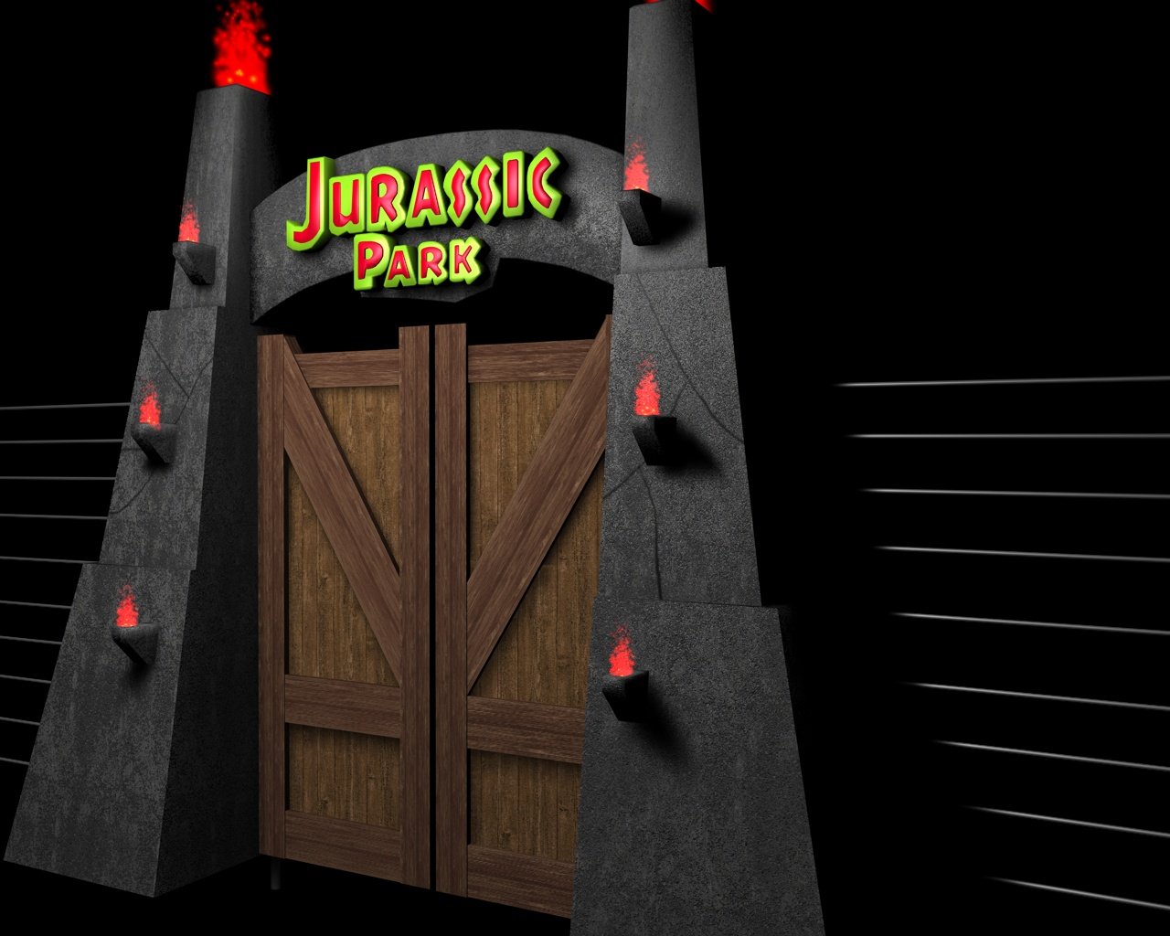Jurassic Park Gate 3d Model In Landmarks 3dexport