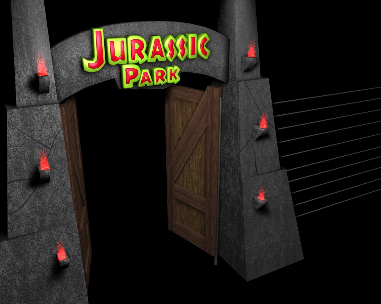 Jurassic Park Gate 3d Model In Landmarks 3dexport