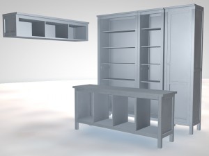 cabinet console table shelf with 4 options mat 3D मॉडल