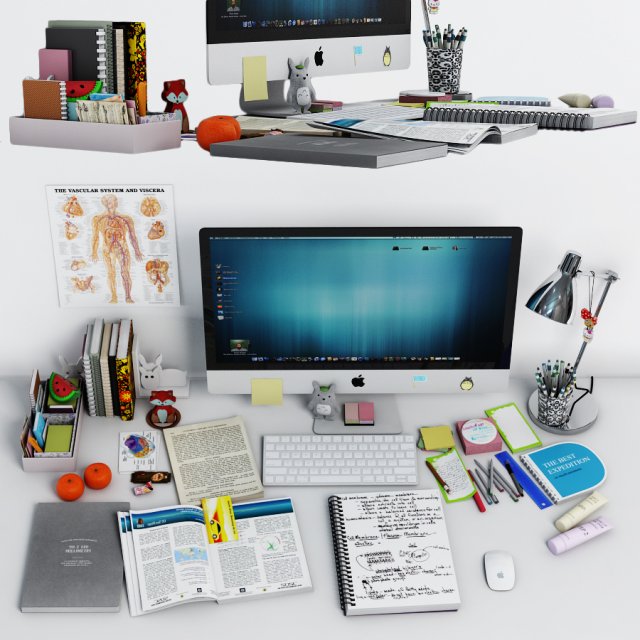 desk decoration 02 3D Model .c4d .max .obj .3ds .fbx .stl .blend