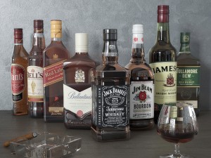 whiskey bottles 3D Model