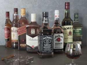 botol wiski Model 3D