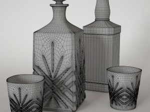 whiskey with decanter 3D 모델