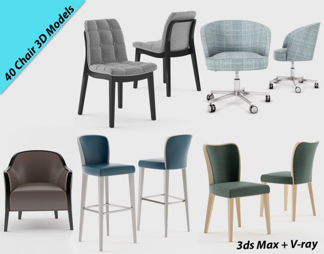 40 chairs from montbel 3D-Modell .c4d .max .obj .3ds .fbx .stl .blend 