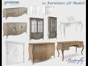 일곱 개의 세디 나비 컬렉션 3D 모델