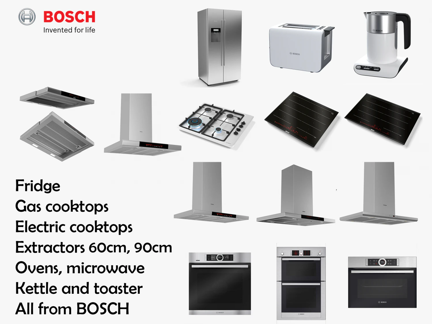 bosch kitchen appliance collection 14 models 3D Model .c4d .max .obj .3ds .fbx .stl .blend